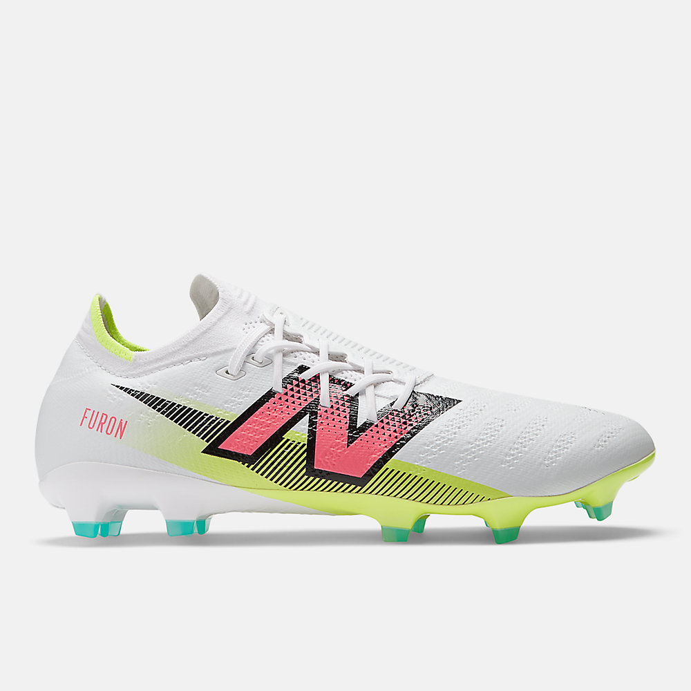 New Balance FURON PRO FG V7+ Shoes White with Hi-lite and Neon Pink